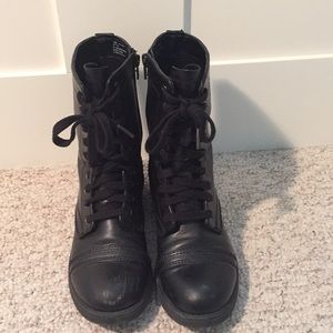 Black lace up combat boots